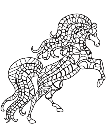 Rearing Horse Zentangle Coloring Page